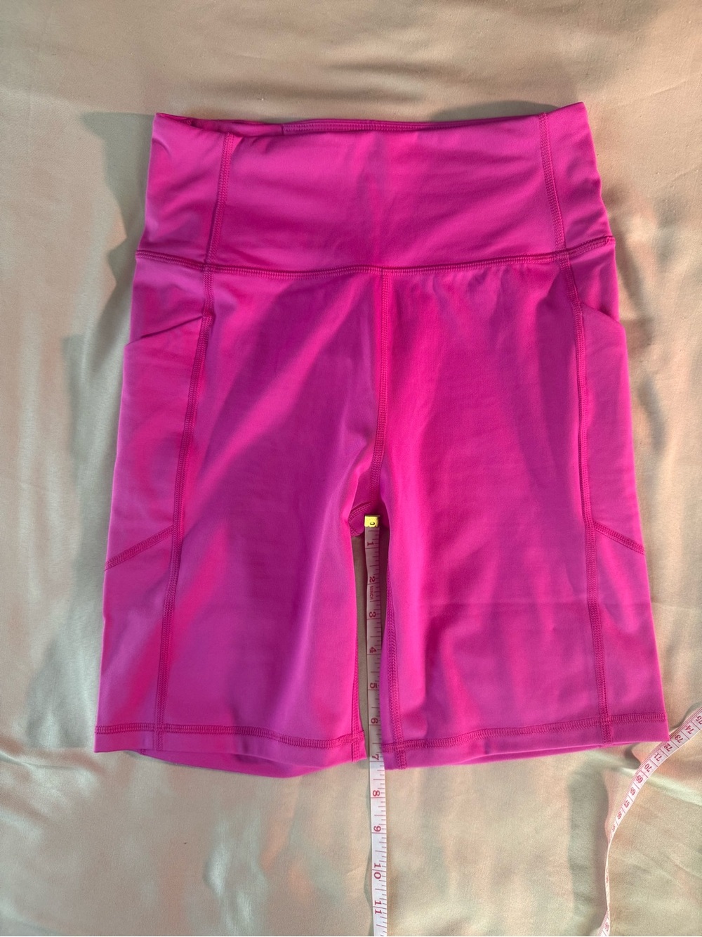 Figs Hot Pink High-Rise Bike Shorts with pockets